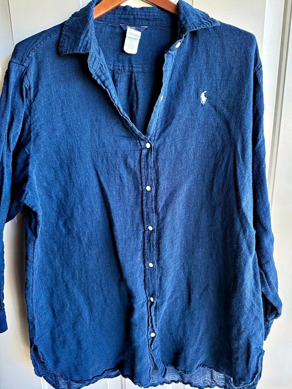 Polo by Ralph Lauren button-down shirt Linen Cotton Blue Size Large Like New